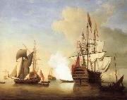 Monamy, Peter Stern view of the Royal William firing a salute china oil painting reproduction